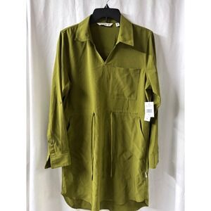 Shore to Summit NWT Women's‎ Olive Green Vneck w/ collar LS Utility Dress Size M